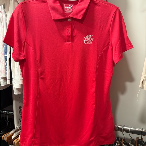 Puma Women's Bright Red Button Down Shirt - Picture 1 of 2